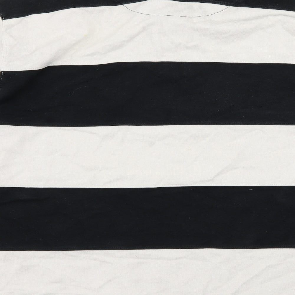 Marks and Spencer Mens Black Striped Jersey  Polo Size L