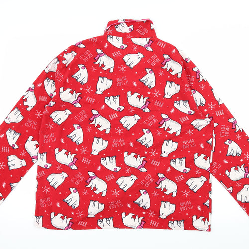 Peacocks Womens Red Fair Isle Jersey Top Pyjama Set Size 10  - Polar bear