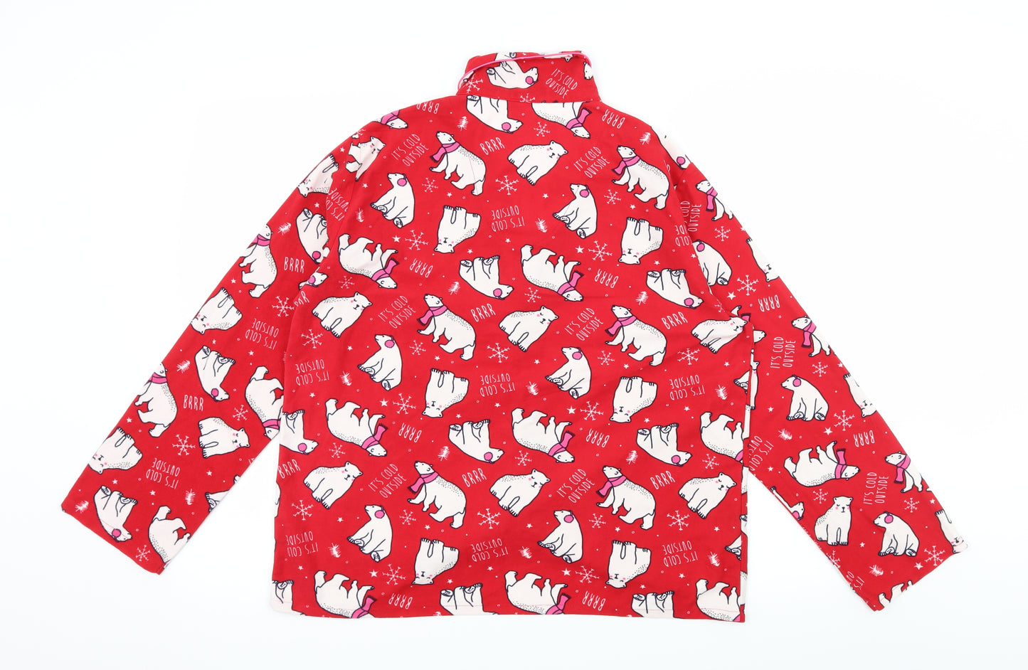 Peacocks Womens Red Fair Isle Jersey Top Pyjama Set Size 10  - Polar bear