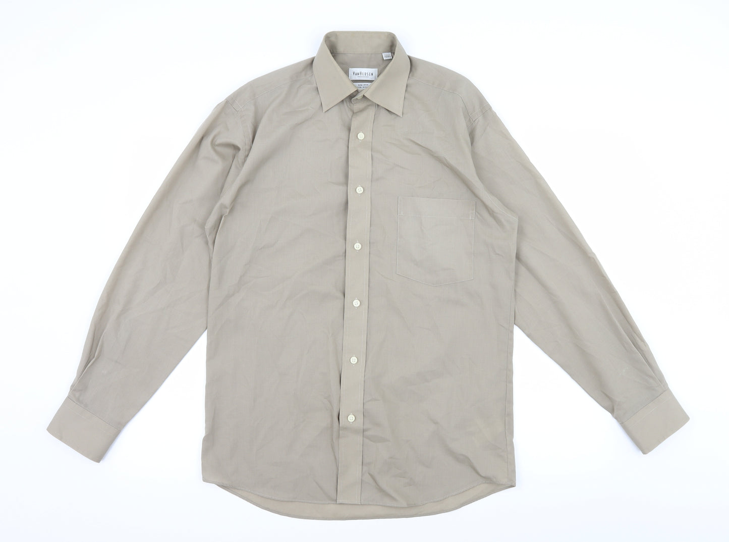 Van Heusen Mens Brown    Dress Shirt Size 14.5