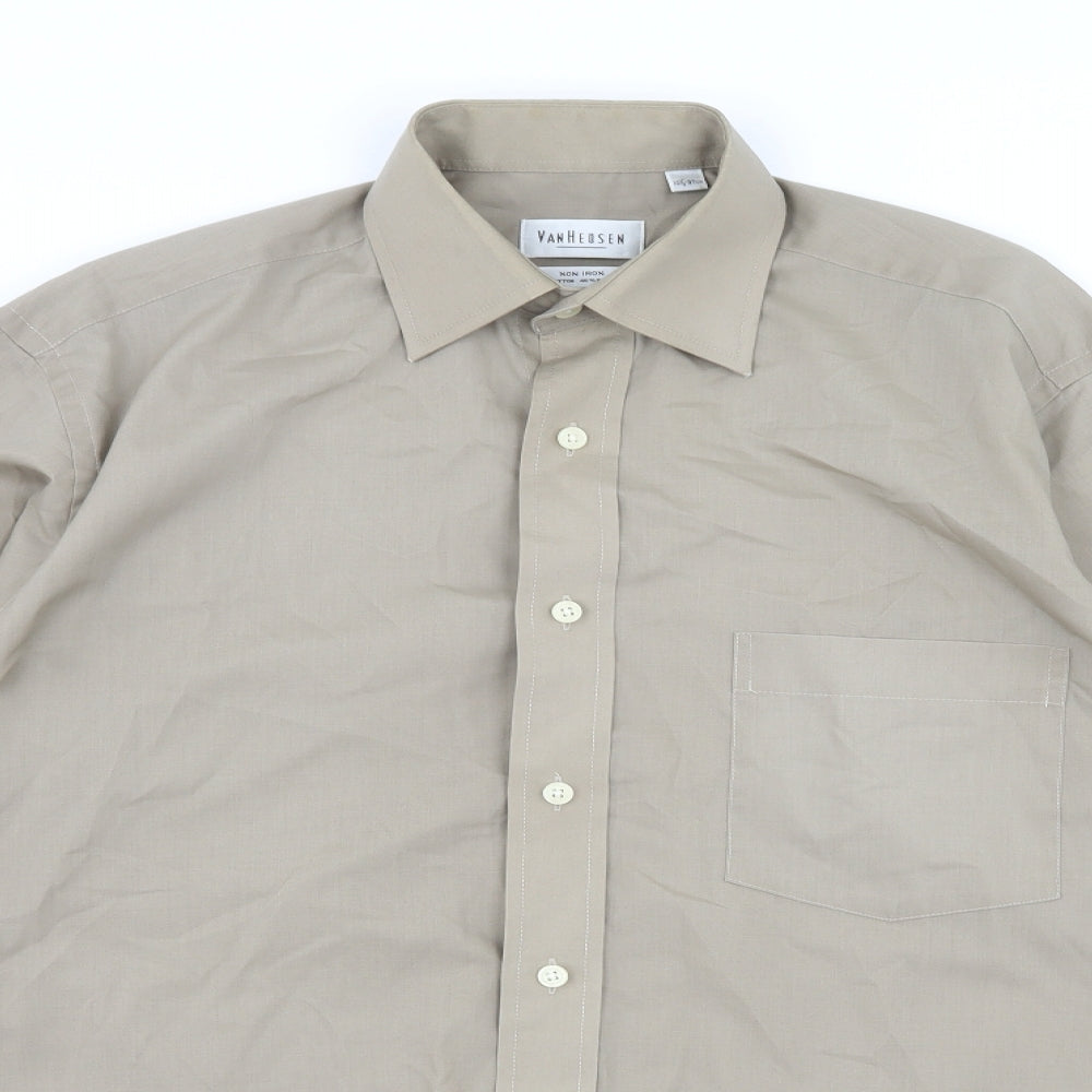 Van Heusen Mens Brown    Dress Shirt Size 14.5