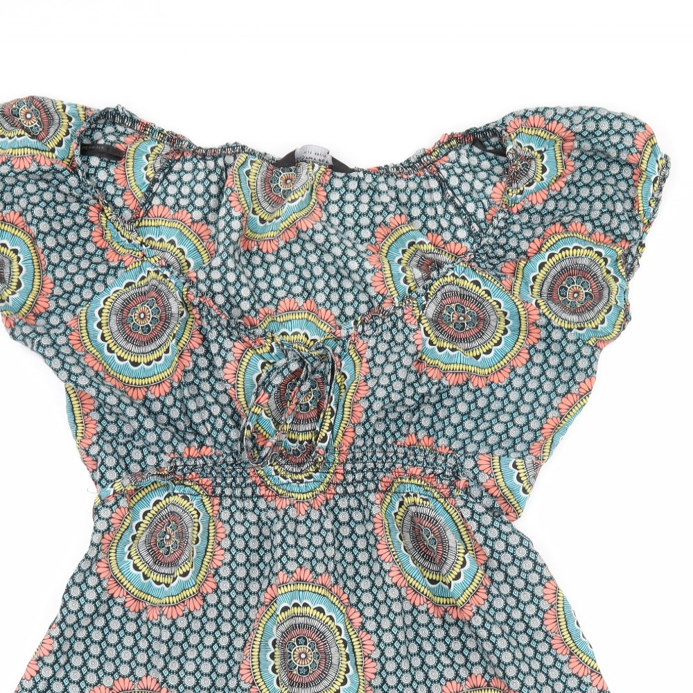 Dorothy Perkins Womens Blue Geometric  Basic Blouse Size 12