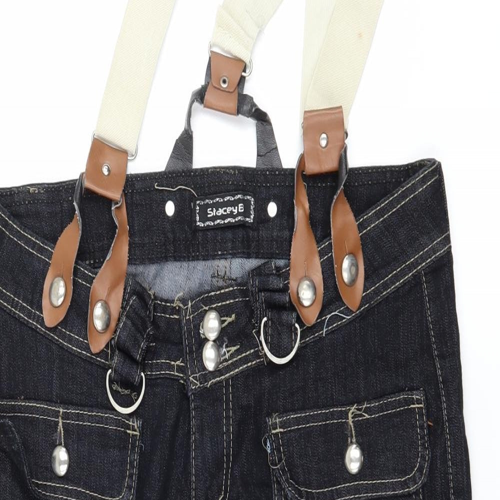 stacey B Womens Blue  Denim Dungaree Shorts Shorts Size 14