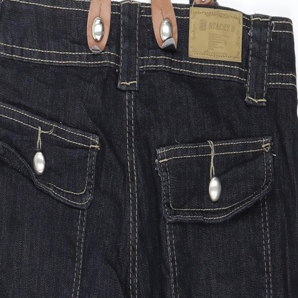 stacey B Womens Blue  Denim Dungaree Shorts Shorts Size 14