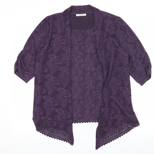 Anna Rose Womens Purple  Jersey Basic Blouse Size L