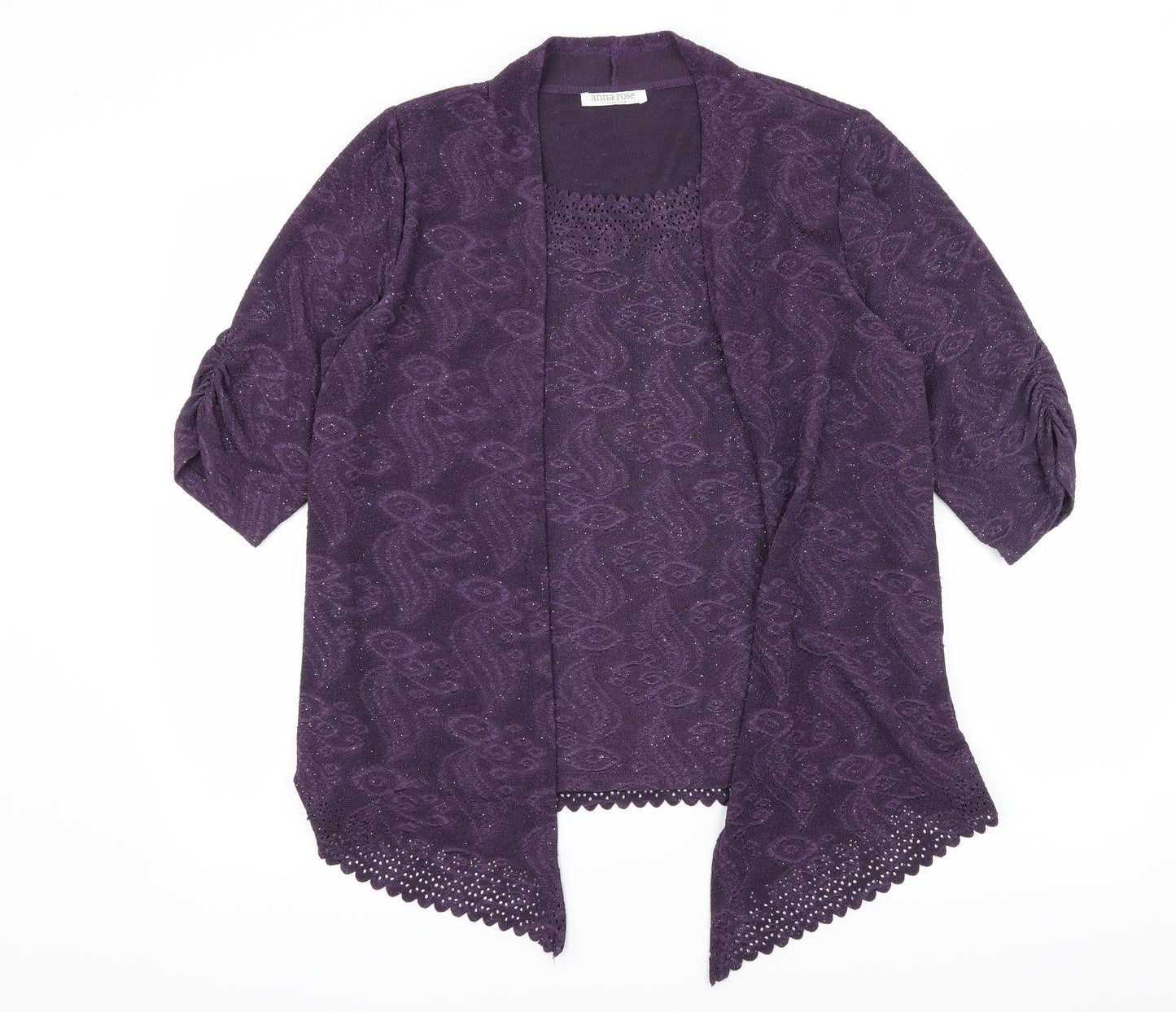 Anna Rose Womens Purple  Jersey Basic Blouse Size L