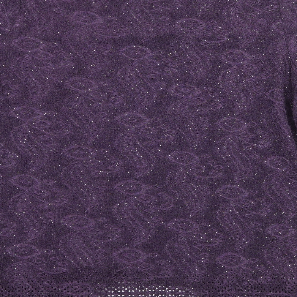 Anna Rose Womens Purple  Jersey Basic Blouse Size L