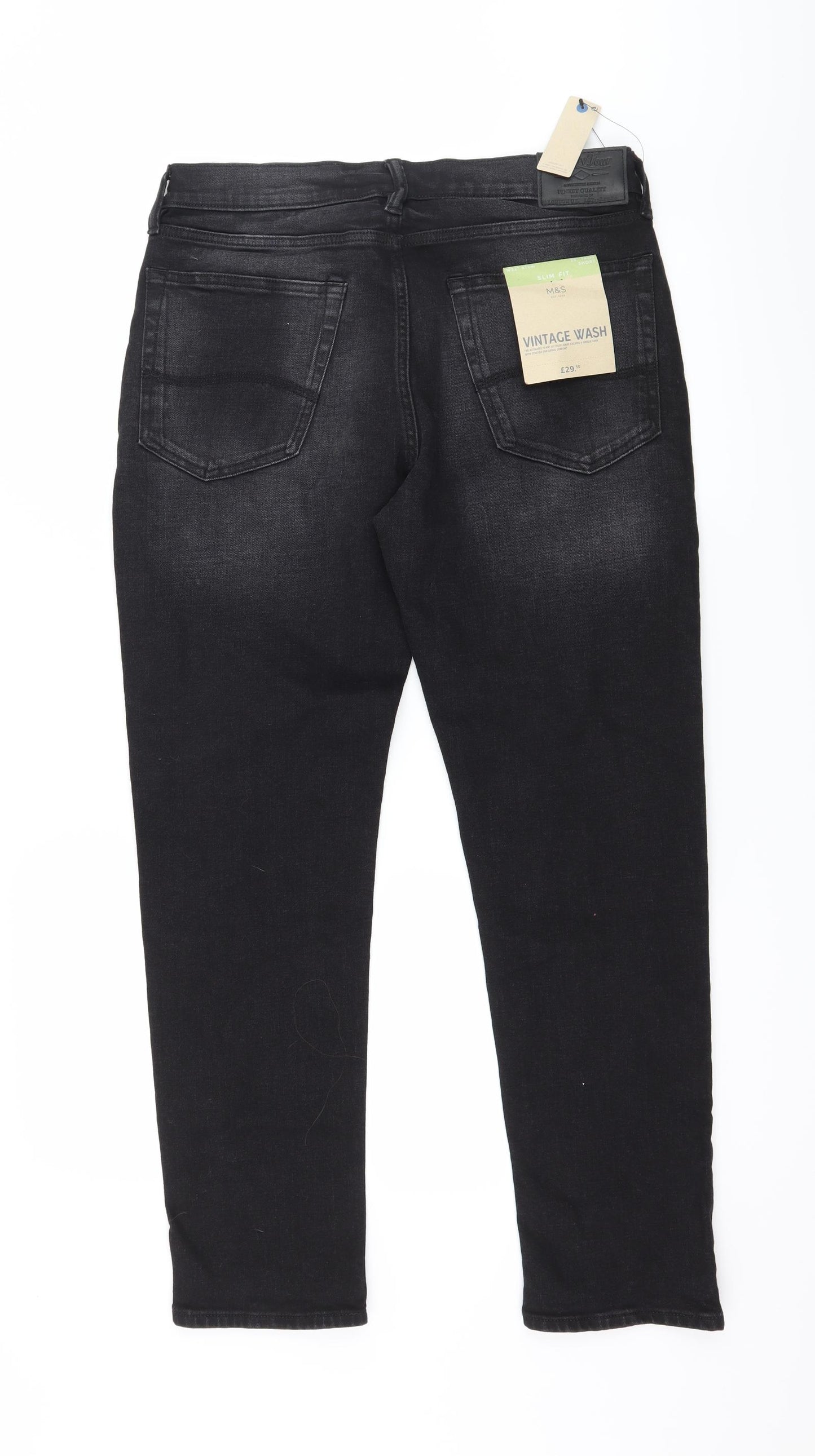 Marks and Spencer Mens Black  Denim Straight Jeans Size 32 in L28 in