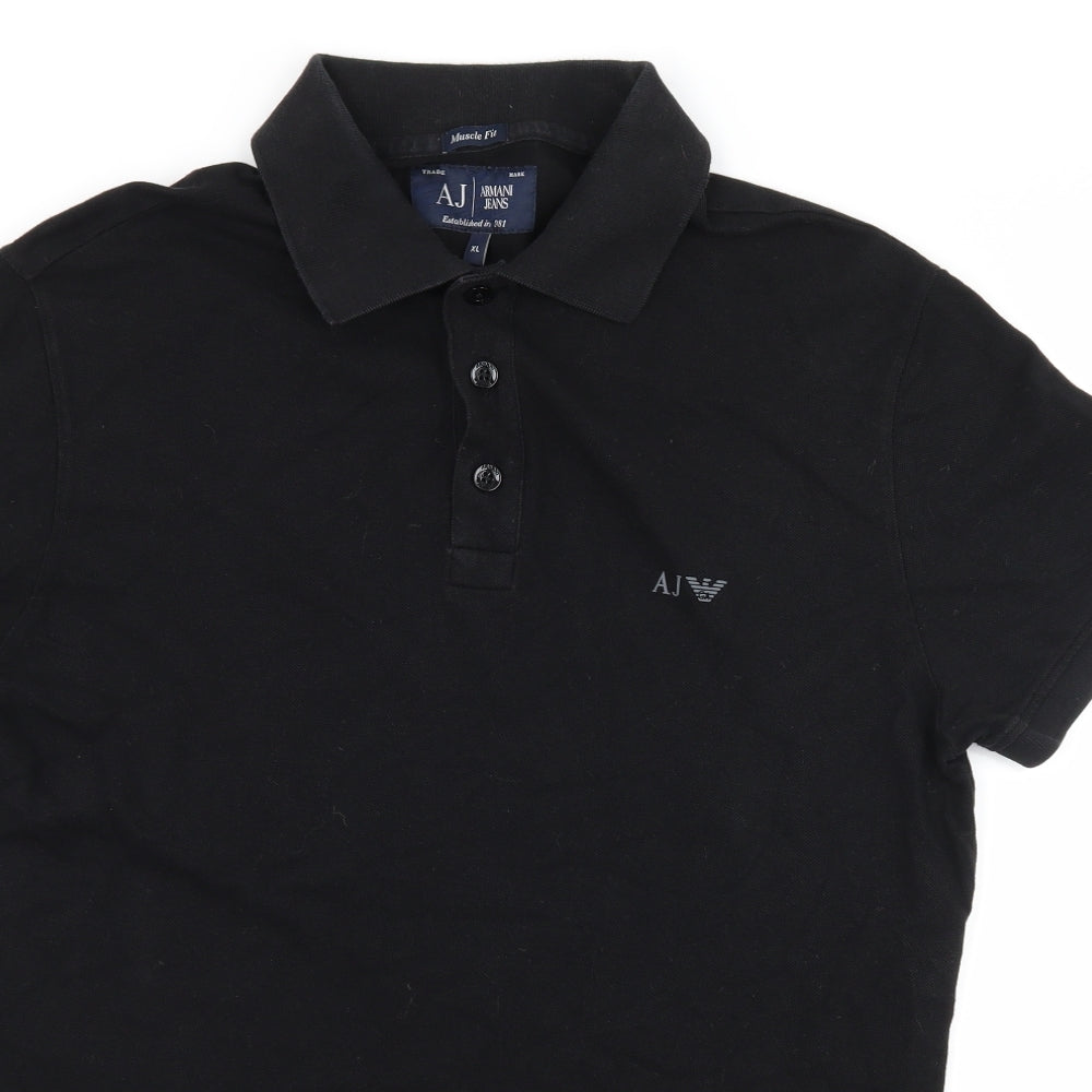 Armani Jeans Mens Black  Jersey  Polo Size XL