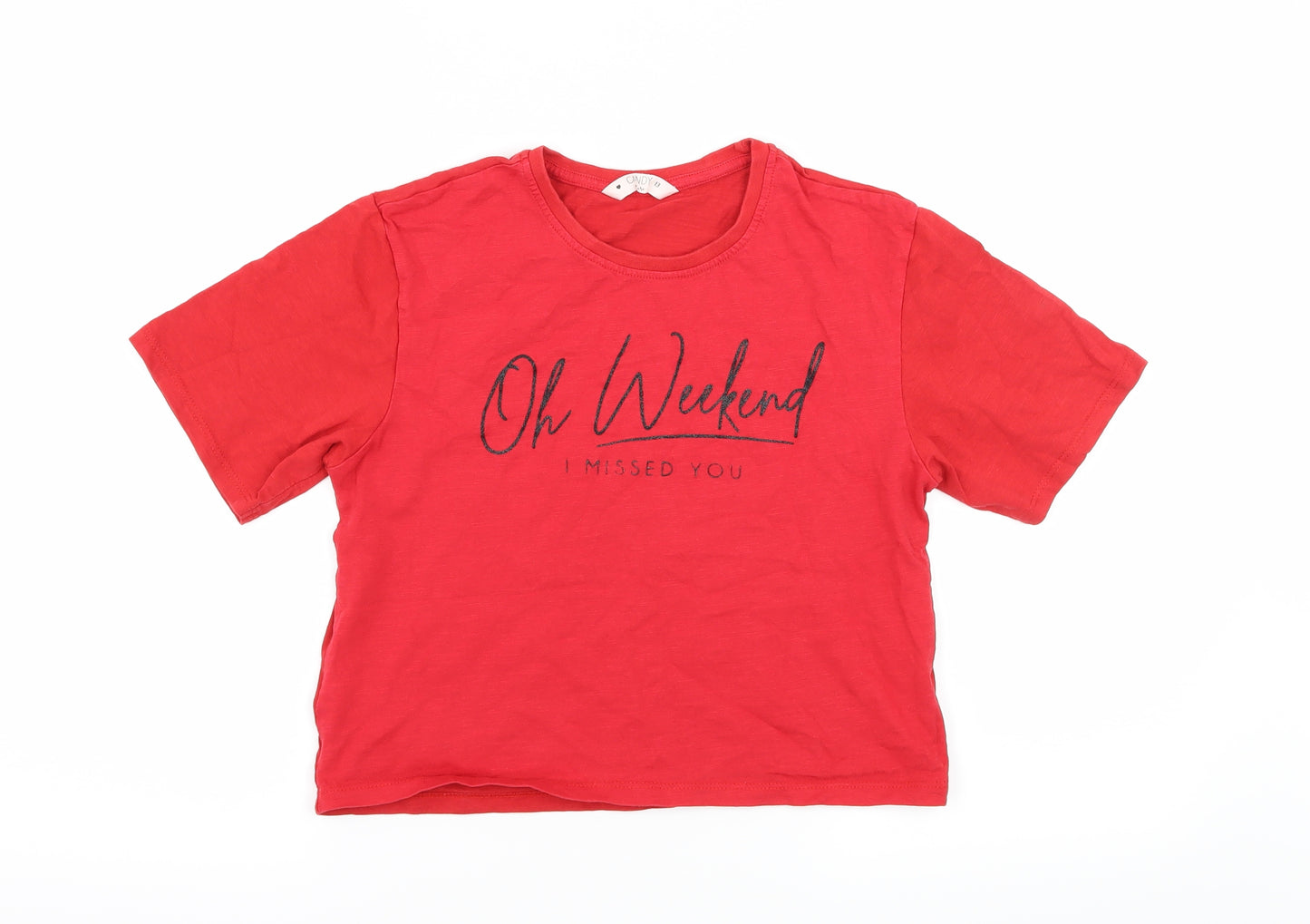 Candy Couture Girls Red  Jersey Basic T-Shirt Size 13 Years  - Weekend Slogan