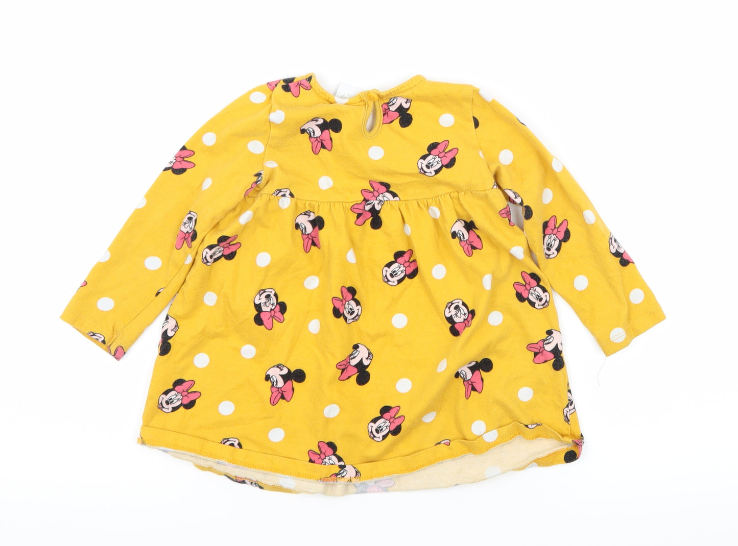 Disney Girls Yellow Geometric Jersey Basic T-Shirt Size 9-12 Months  - Minnie mouse
