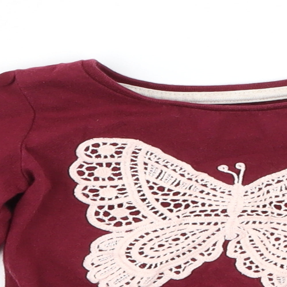 Primark Girls Purple  Jersey Basic T-Shirt Size 9-12 Months  - Butterfly