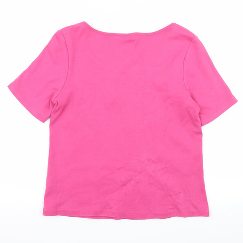 Marks and Spencer Womens Pink Floral Jersey Basic T-Shirt Size 12