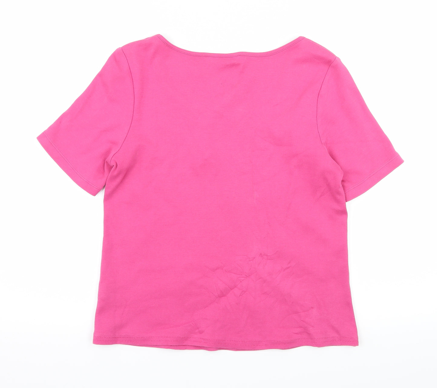Marks and Spencer Womens Pink Floral Jersey Basic T-Shirt Size 12