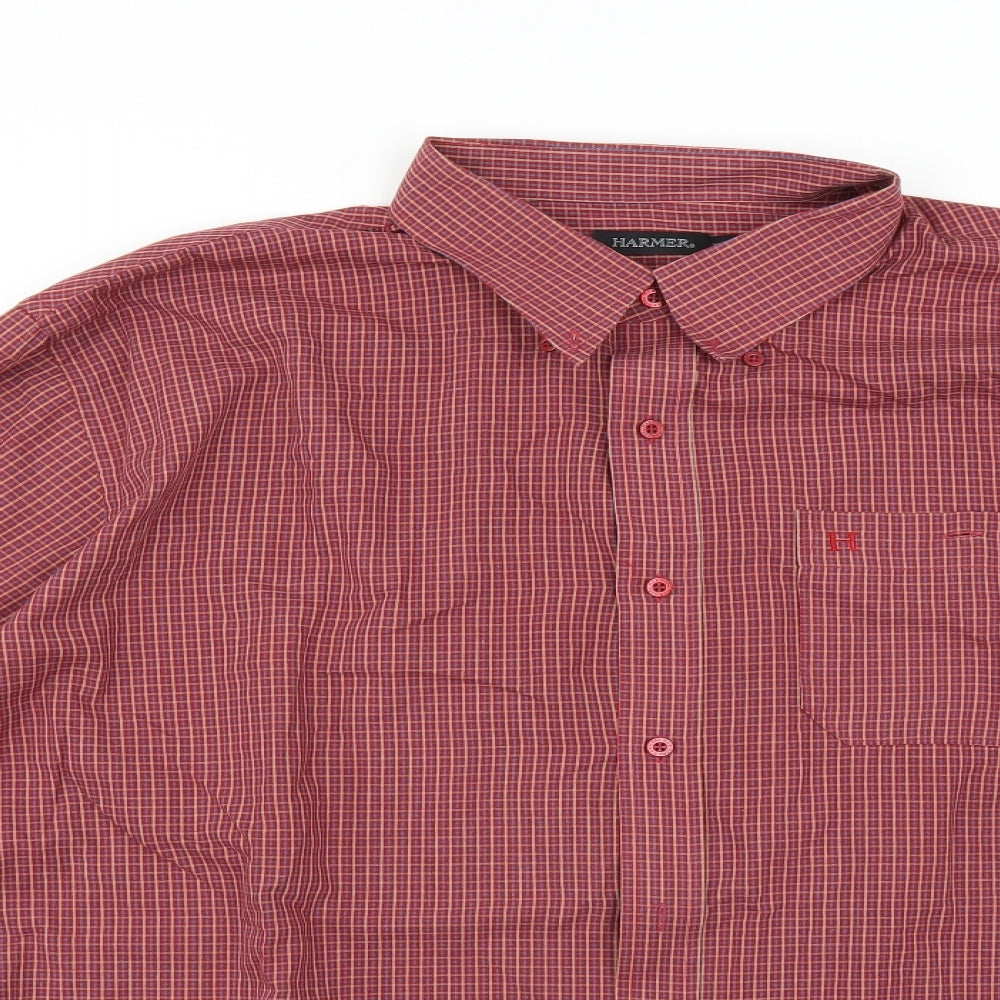 Harmer Mens Red Check   Button-Up Size 2XL