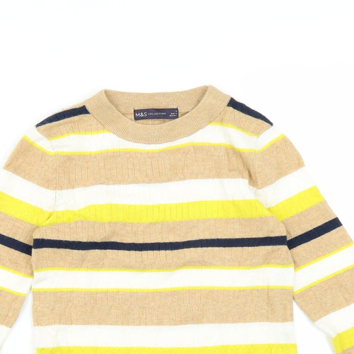 Marks and Spencer Womens Beige Striped  Pullover Jumper Size 6
