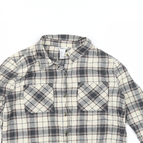FOREVER 21 Womens Grey Plaid  Basic Button-Up Size S