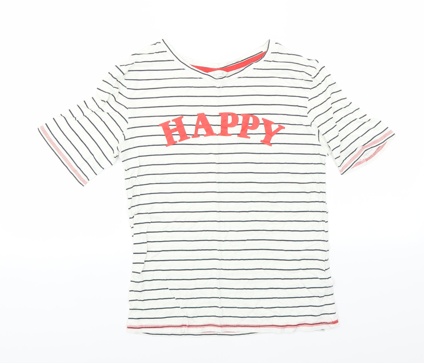 Marks and Spencer Womens White Striped  Top Pyjama Top Size 6  - happy