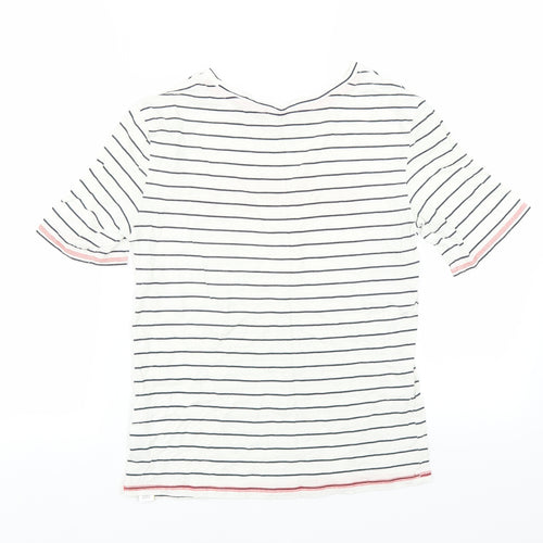 Marks and Spencer Womens White Striped  Top Pyjama Top Size 6  - happy