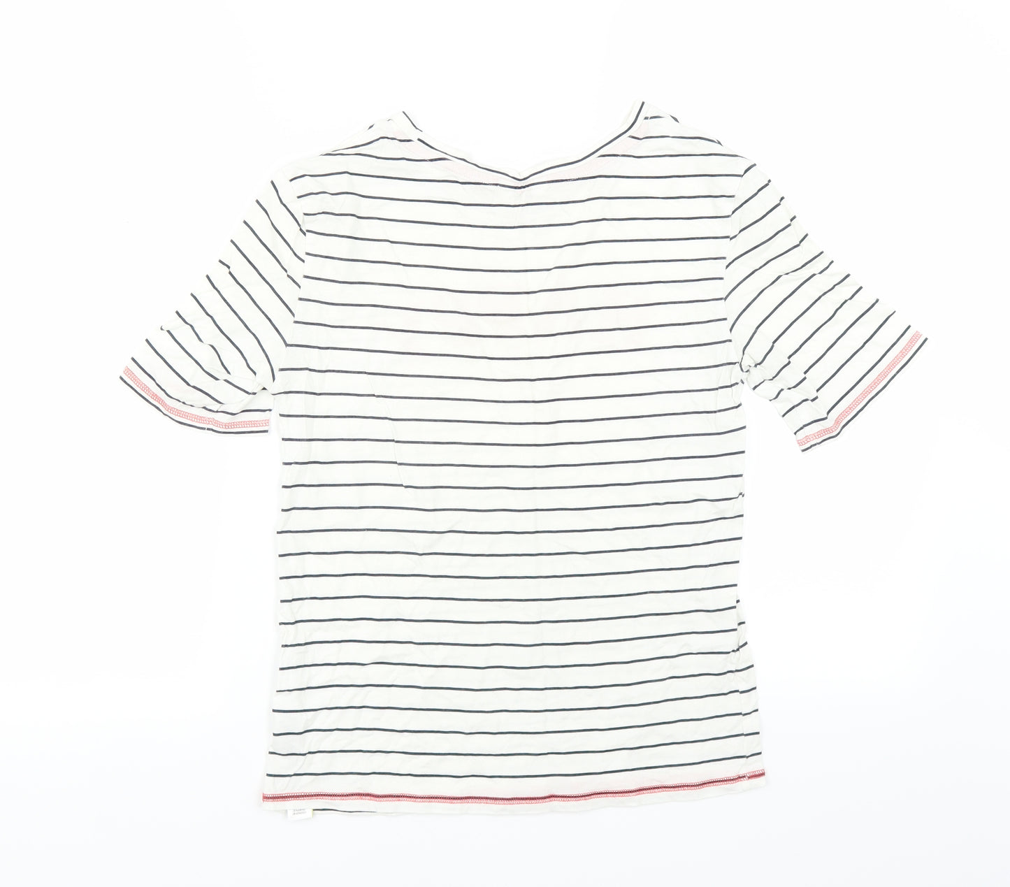 Marks and Spencer Womens White Striped  Top Pyjama Top Size 6  - happy