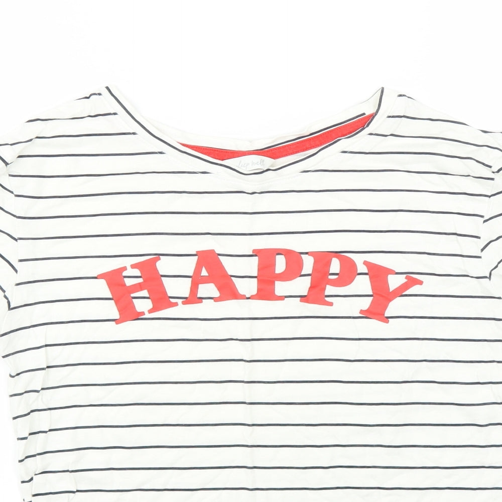Marks and Spencer Womens White Striped  Top Pyjama Top Size 6  - happy