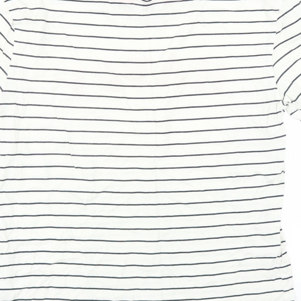 Marks and Spencer Womens White Striped  Top Pyjama Top Size 6  - happy
