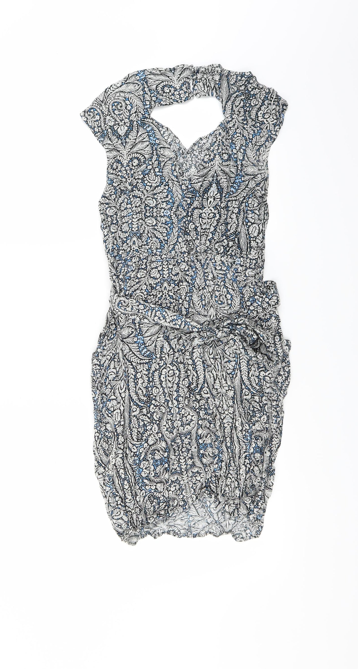 Warehouse Womens Blue Floral  Mini  Size 8