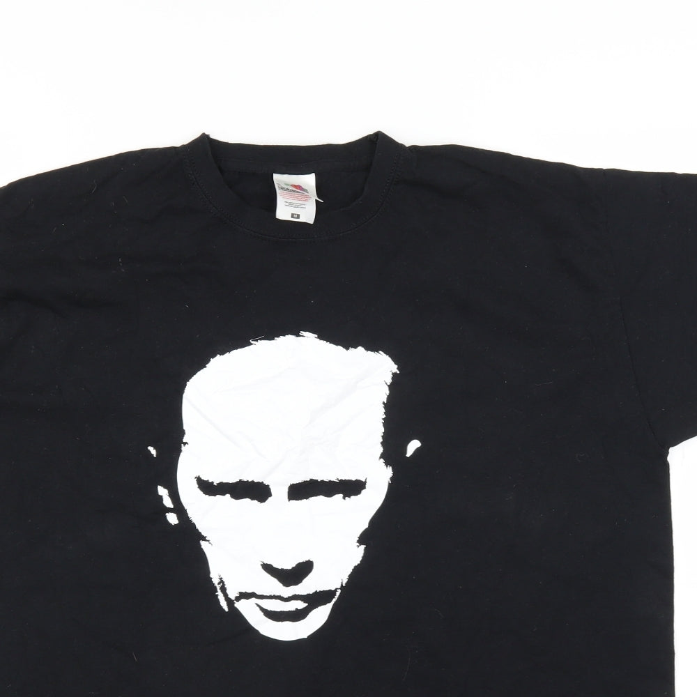 Fruit of the Loom Mens Black    T-Shirt Size M  - Face