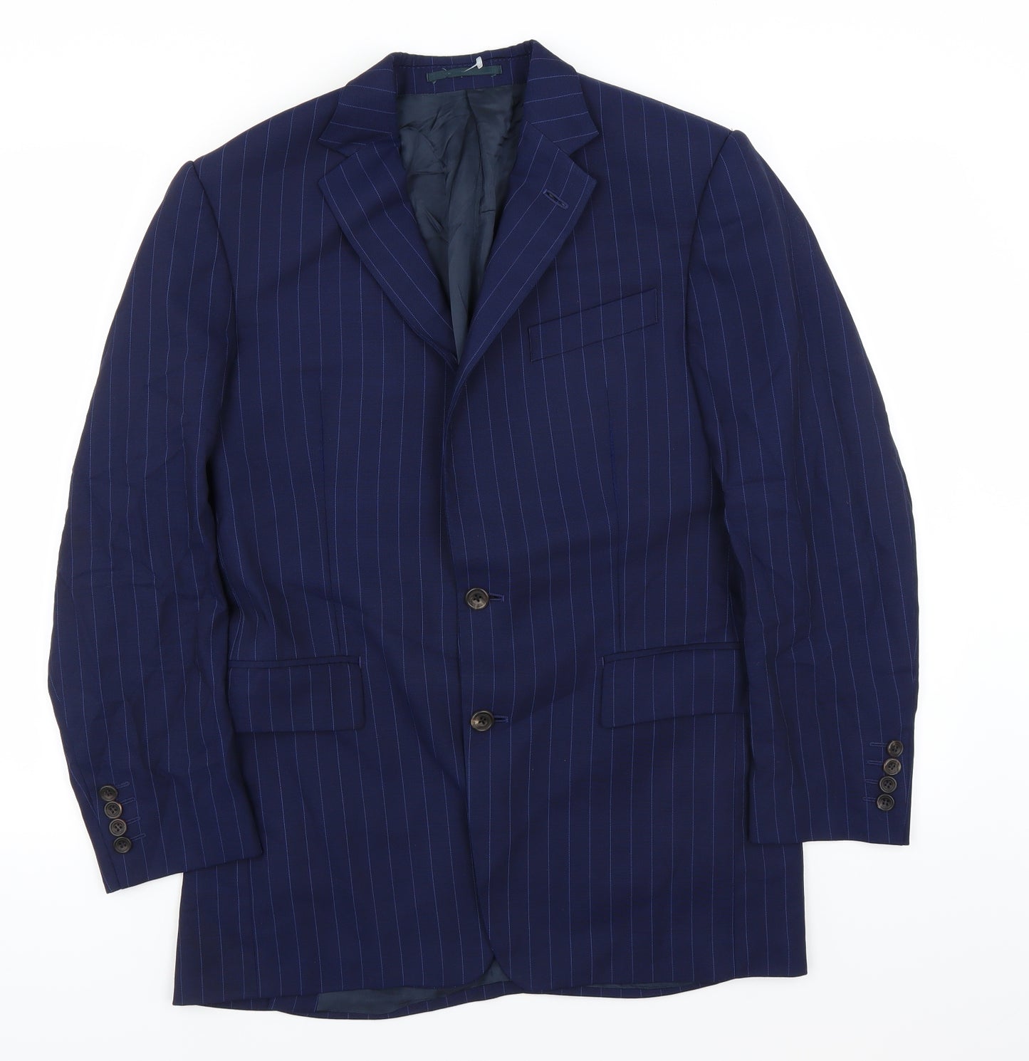 Chester Barrie Mens Blue Striped  Jacket Suit Jacket Size 38