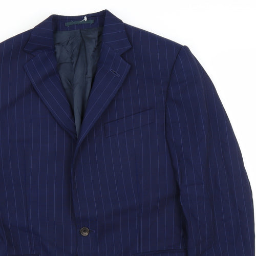 Chester Barrie Mens Blue Striped  Jacket Suit Jacket Size 38