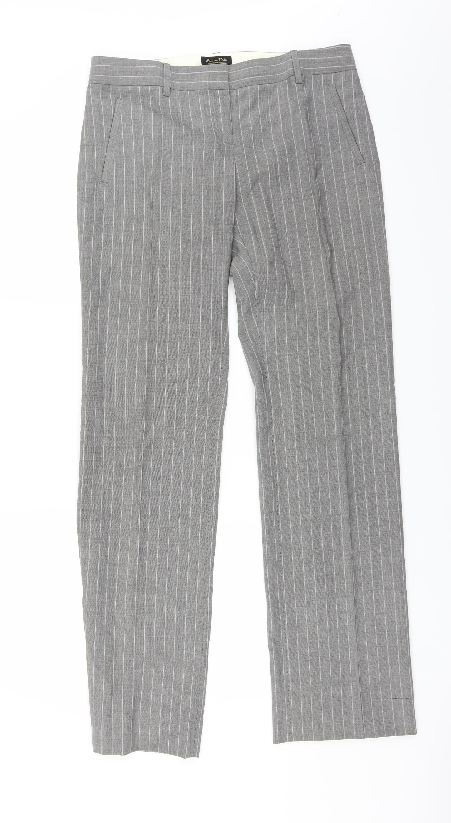 Massimo Dutti Womens Grey Striped  Trousers  Size 12 L33 in