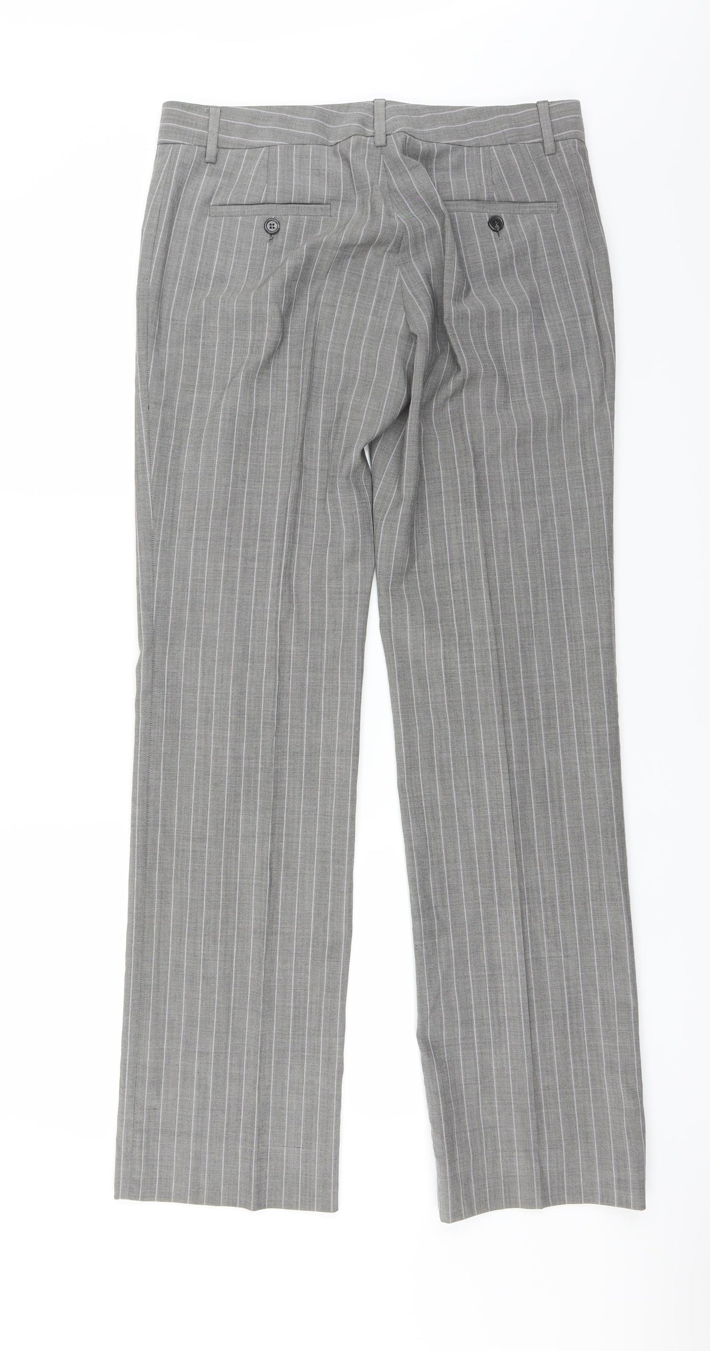 Massimo Dutti Womens Grey Striped  Trousers  Size 12 L33 in