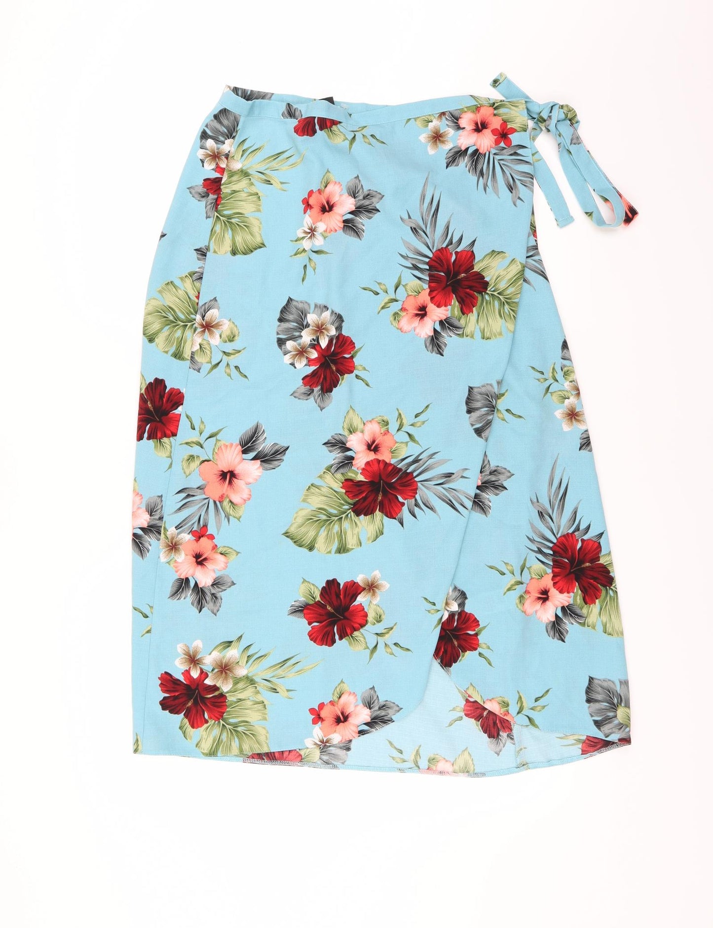 New Look Womens Blue Floral  Wrap Skirt Size 12