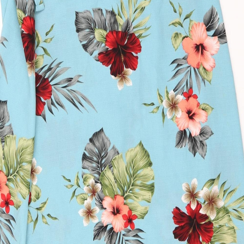 New Look Womens Blue Floral  Wrap Skirt Size 12