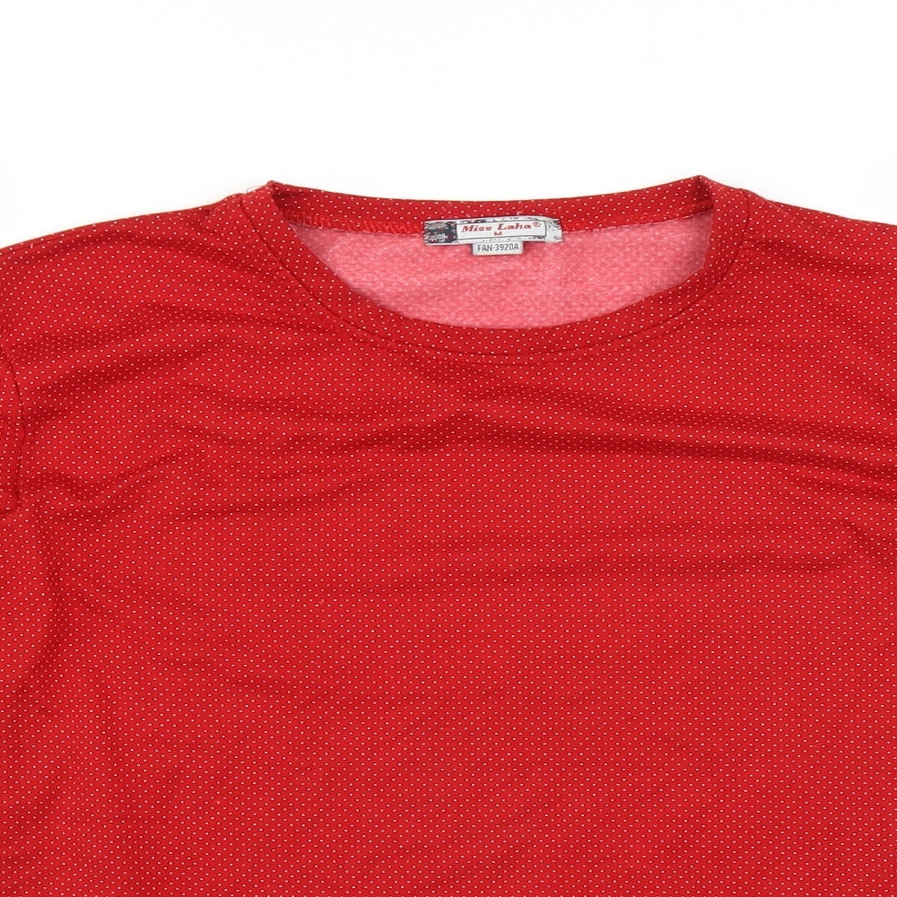 Miss Laha Womens Red Polka Dot  Pullover Sweatshirt Size M  - Fleece lined