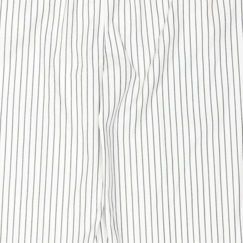 Marks and Spencer Womens White Striped  Trousers  Size 22 L29 in - RELAXED STRAIGHT