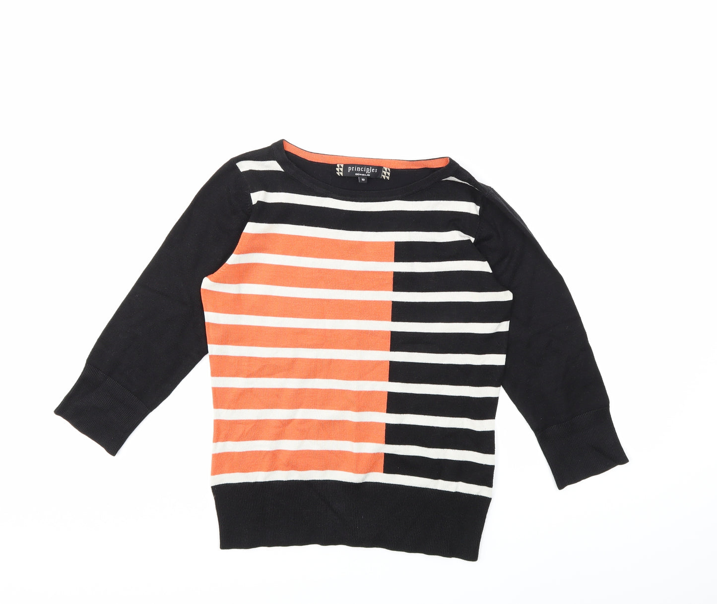 Principles Womens Black Striped  Pullover Jumper Size 10