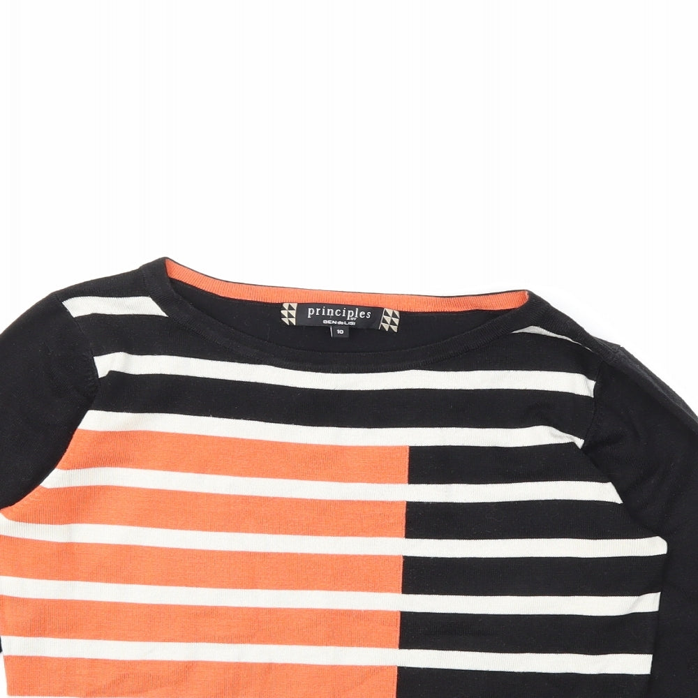Principles Womens Black Striped  Pullover Jumper Size 10