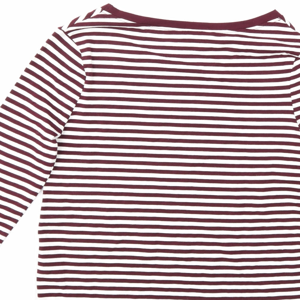 New Look Womens White Striped  Basic T-Shirt Size 10