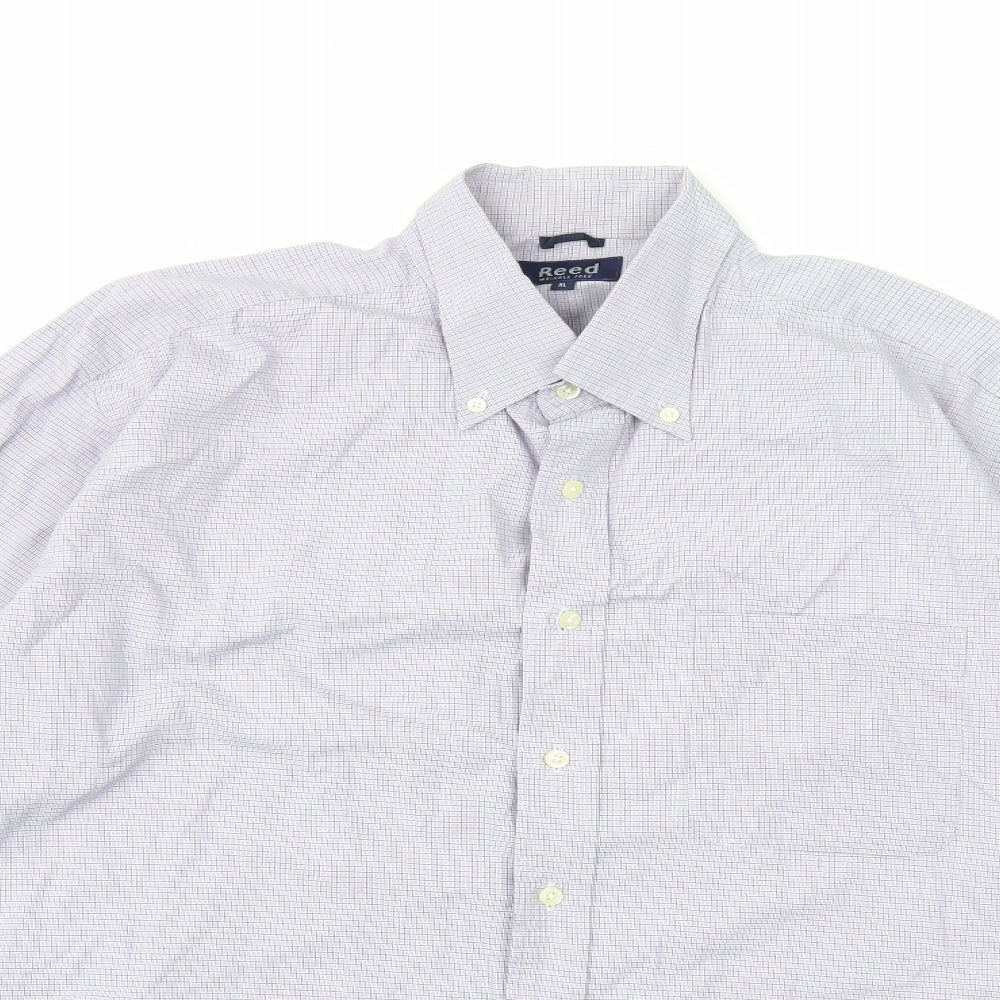 Reed Mens Blue Check   Dress Shirt Size XL