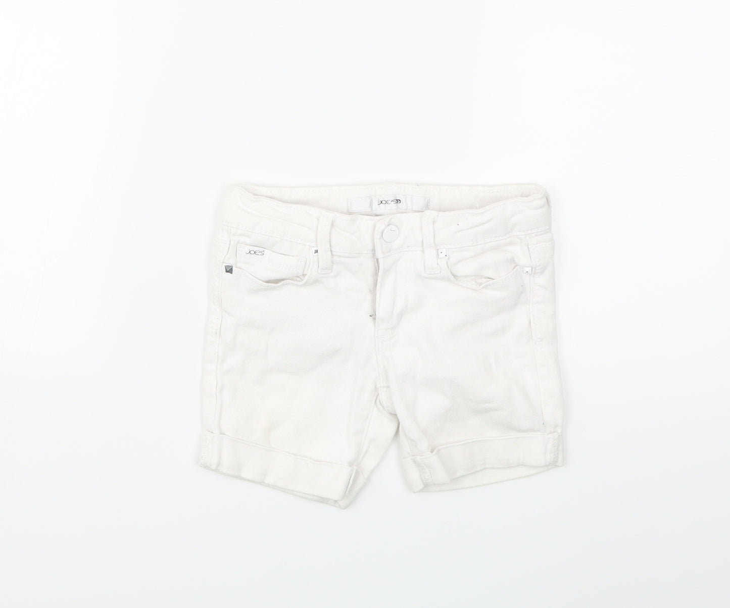 Preworn Girls White  Denim Hot Pants Shorts Size 4 Years