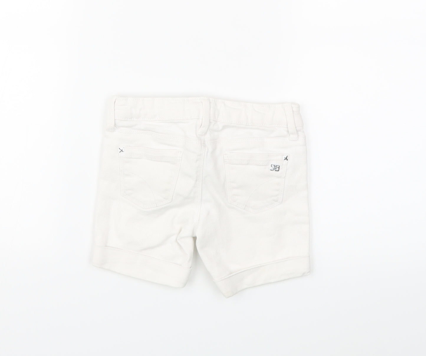 Preworn Girls White  Denim Hot Pants Shorts Size 4 Years
