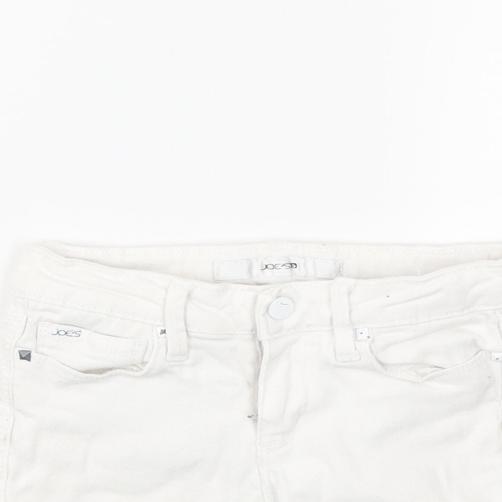 Preworn Girls White  Denim Hot Pants Shorts Size 4 Years