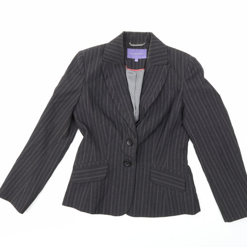Autonomygrey Womens Grey Striped  Jacket Blazer Size 6