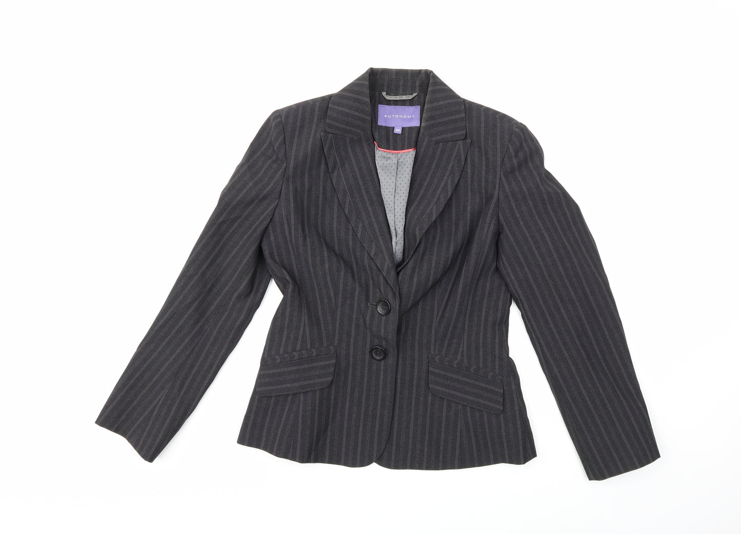 Autonomygrey Womens Grey Striped  Jacket Blazer Size 6
