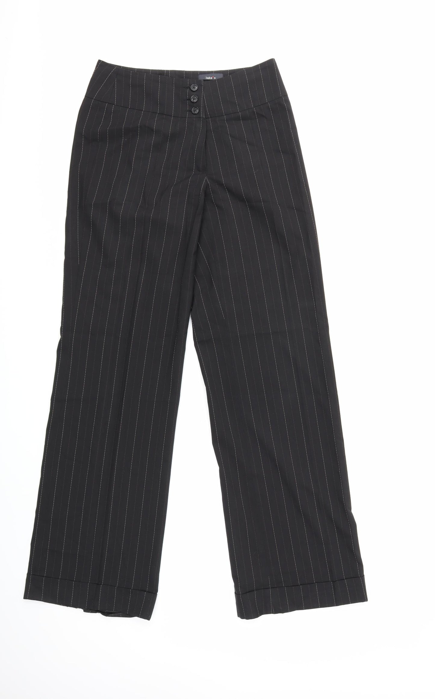 Jake's Womens Black Striped  Trousers  Size 28 in L32 in