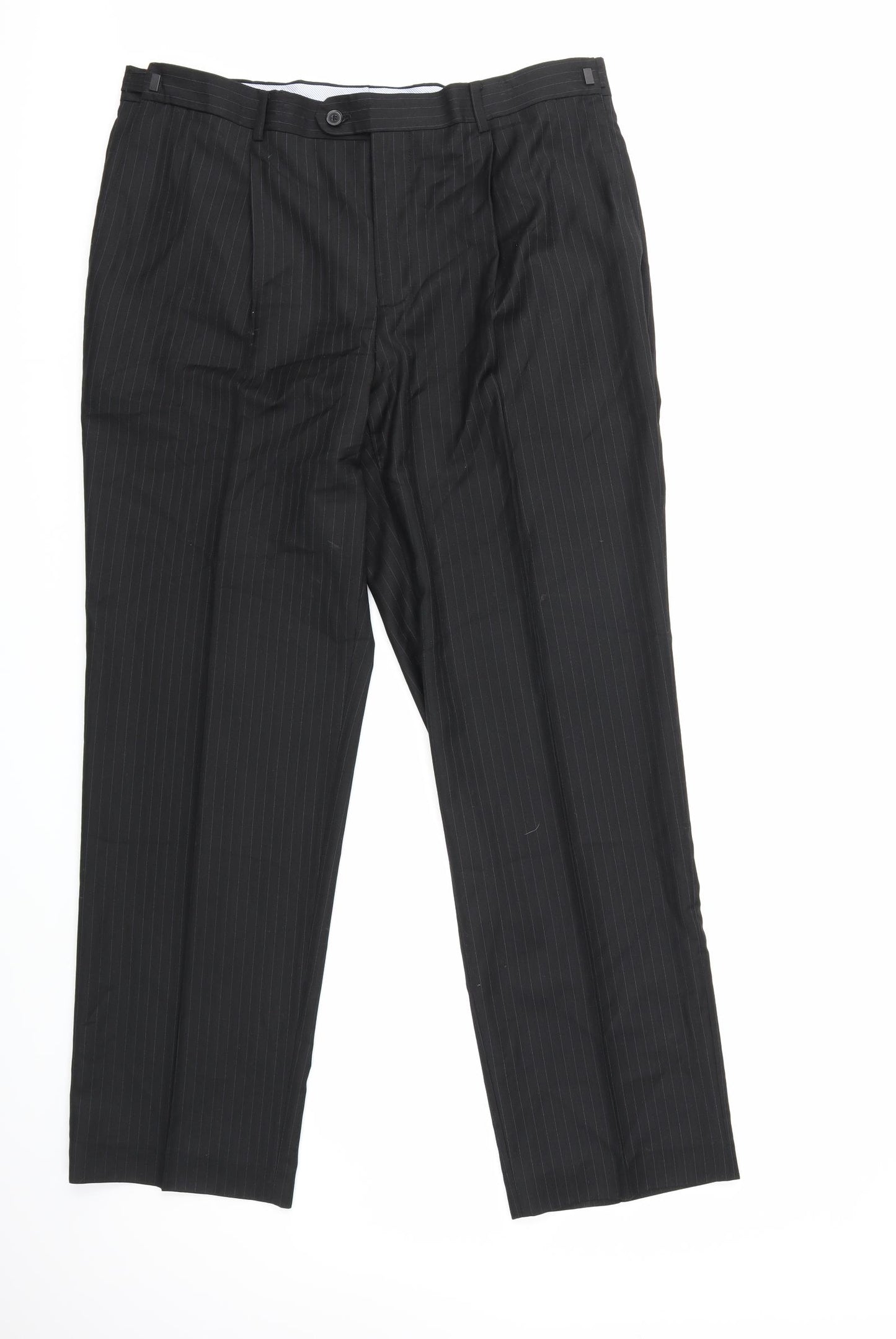 Preworn Mens Black Striped  Trousers  Size 36 in L31 in