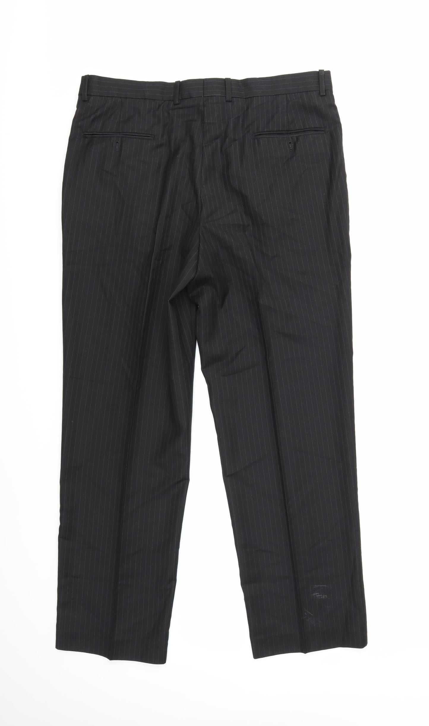 Preworn Mens Black Striped  Trousers  Size 36 in L31 in