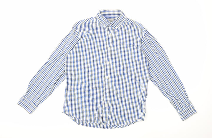 Marks and Spencer Mens Blue Check Button-Up Size S
