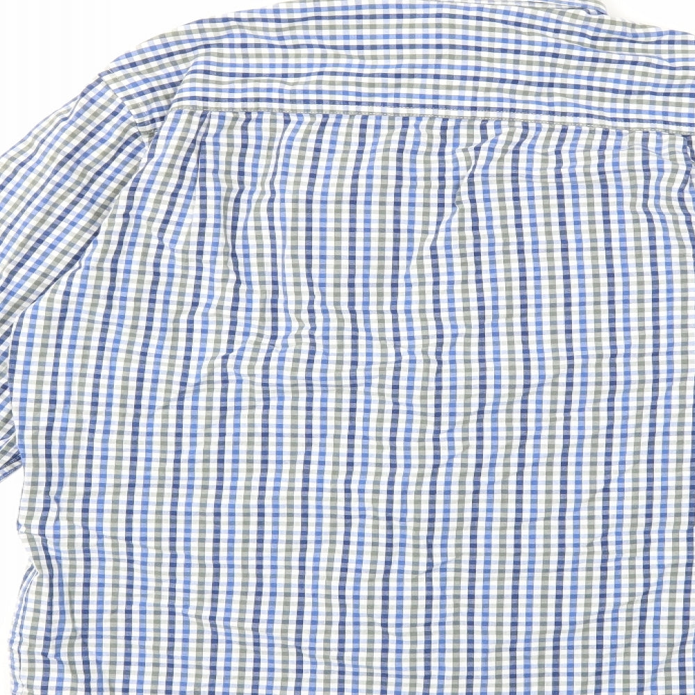 Marks and Spencer Mens Blue Check   Button-Up Size S